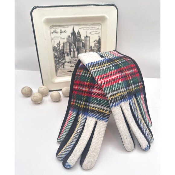 2/$30 Retro Plaid Gloves Finger Touch Screen Cashmere Feel Plus Tartan Plaid - Picture 5 of 7